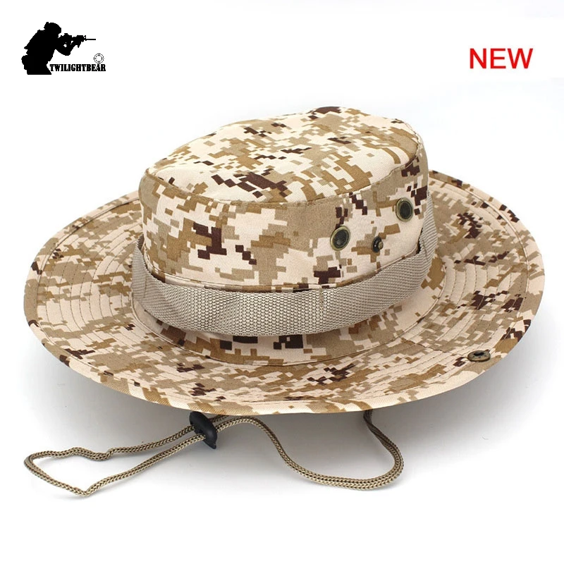 Sombreros Boonie de camuflaje al aire libre, sombrero de pescador de alta calidad, sombrero de cubo informal, caza, senderismo, pesca, gorra de escalada, 26 colores, MF23 - imagen 3