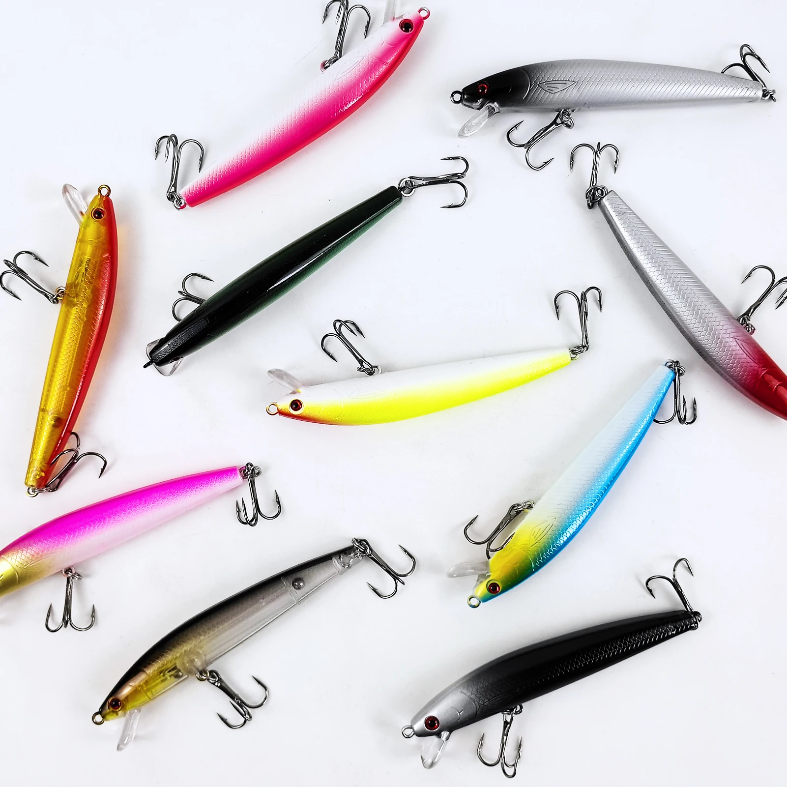 FREE FISHER Señuelo Minnow topwater con anzuelo triple y ojos 3D - imagen 5
