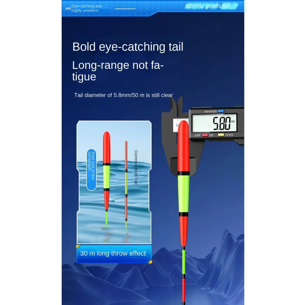 Señuelo de pesca rocosa con indicador, flotador deslizante, tubo de deriva, flotadores de cola triangulares llamativos, Bobbers llamativos y sensibles - imagen 3