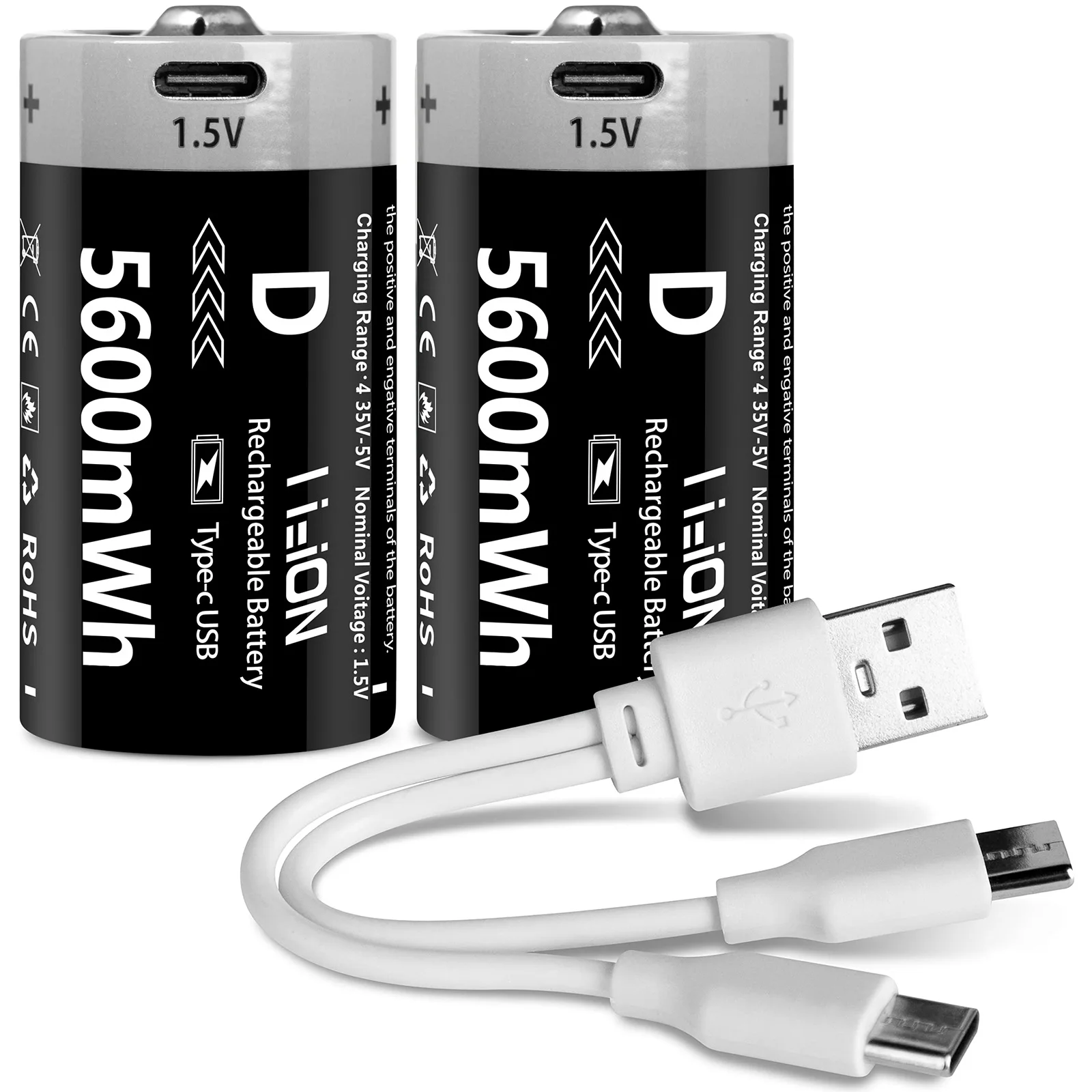 Pila recargable USB litio D-Cell LR20 – 1,5V para sonda de pesca - imagen 5
