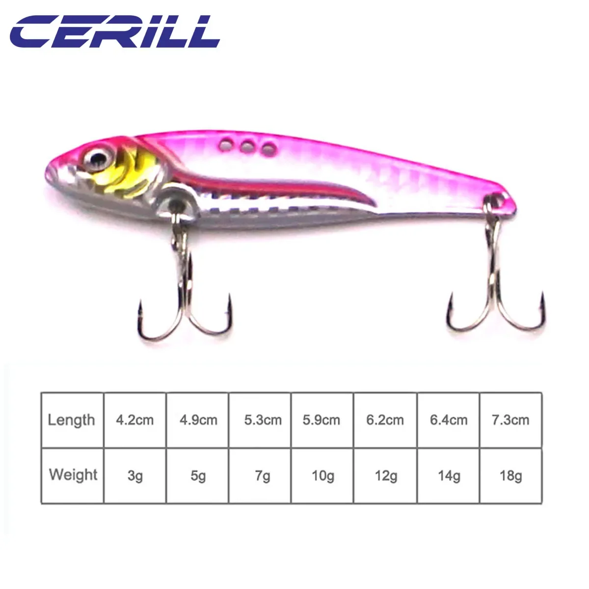 Ceril-señuelo de pesca Vib, 3g, 5g, 7g, 10g, 12g, 14g, 18g, ojos 3D, hoja Crankbait, cebo de Metal, Spinner Artificial de invierno, plantilla de atún, lubina, 1PC - imagen 3