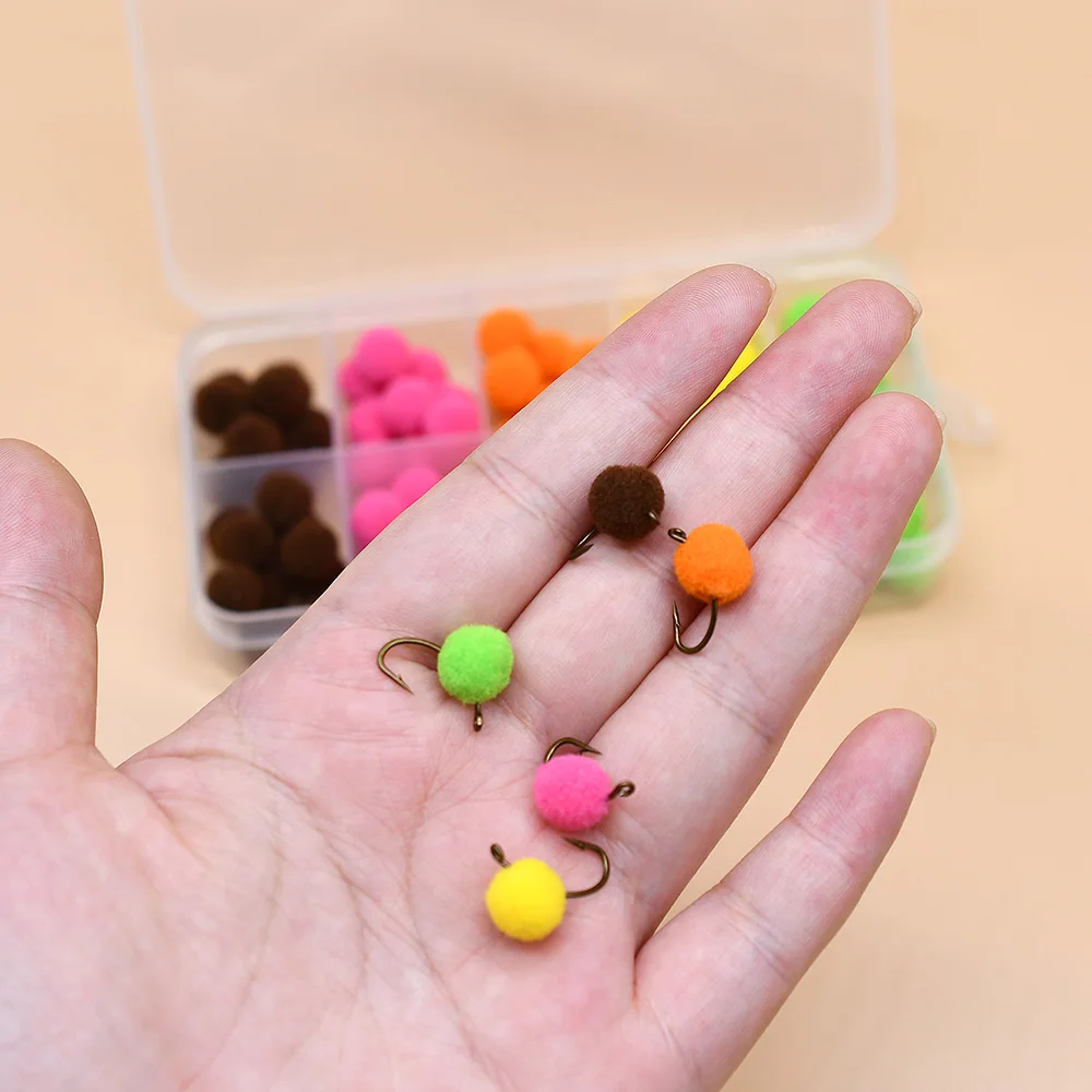 MNFT 10mm 50 unids/caja insectos huevo trucha pesca moscas materiales multicolor trucha salmón moscas pesca con mosca señuelos atado Material - imagen 5