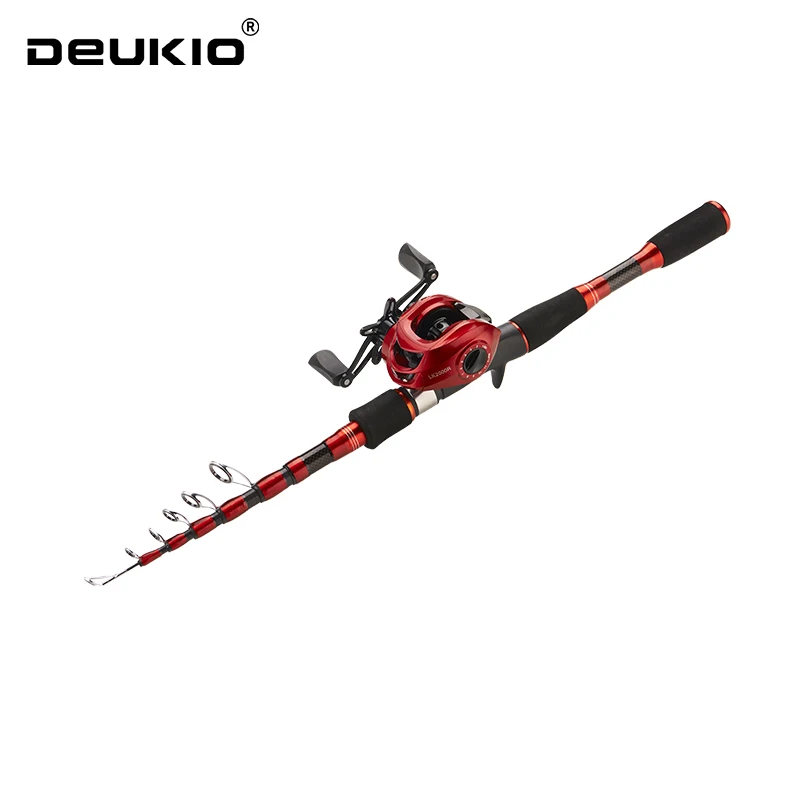 DEUKIO nuevo carrete de caña de pescar Combo 1,8 M 2,1 M 2,4 M caña de fundición de fibra de carbono y relación de engranaje 7,2: 1 carrete de Baitcasting - imagen 4