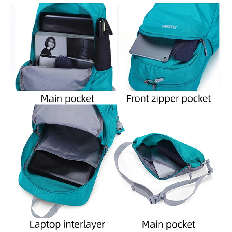 Foldable Fishing Backpack Large Storage Hiking Trekking Camping Climbing Bag Outdoor Travel Commuting Laptop College Schoolbag - imagen 4