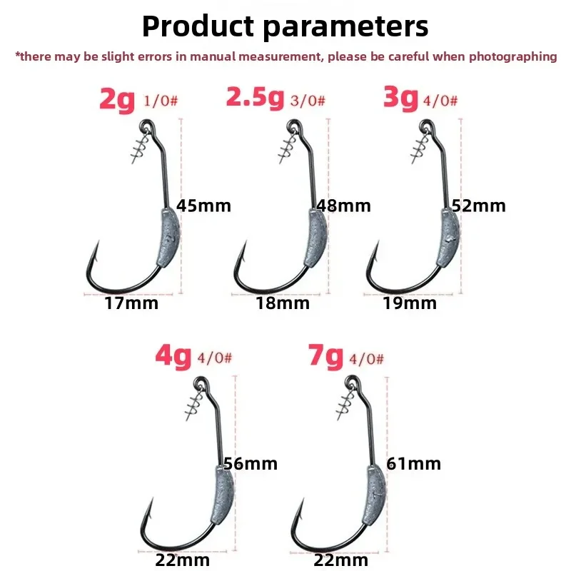 Spinpoler2g/3g/4g/7g anzuelo de natación ponderado de espacio ancho de alta resistencia con Pin de centrado anzuelos de pesca compensados aparejos de Lucio de trucha - imagen 5