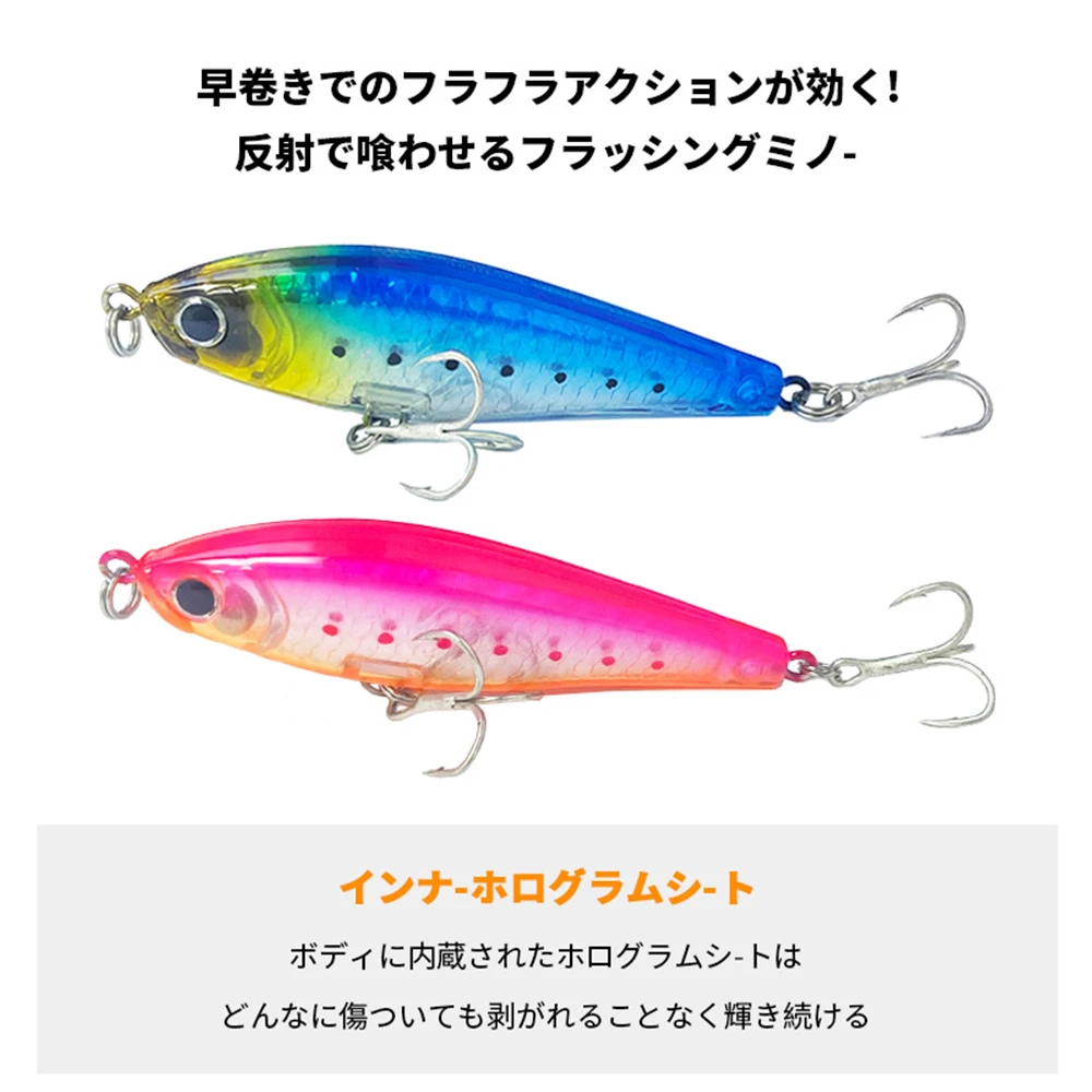 Señuelos de pesca de 7cm y 8,1g, cebo tipo lápiz que se hunde, Wobbler, láser de fundición larga, cebo duro Artificial, Trolling, Jerkbait, trucha, lubina QBE116 - imagen 5