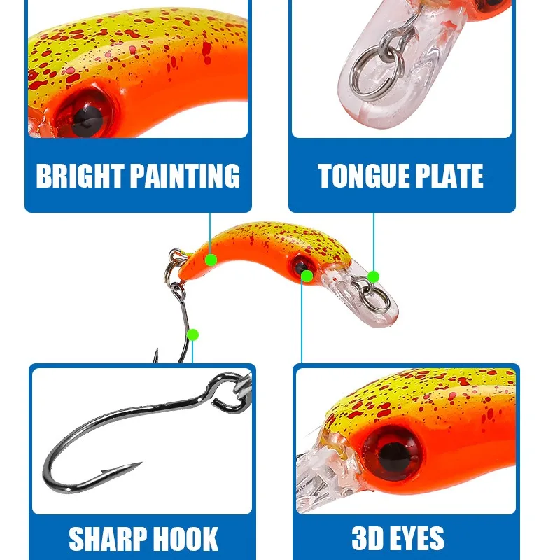 Señuelo de pesca de pececillo flotante, 4cm, 1,2g, Mini cebo duro Artificial, anzuelo afilado, Crankbait Wobbler, trucha, Lucio, pesca de lubina, 1 ud. - imagen 4