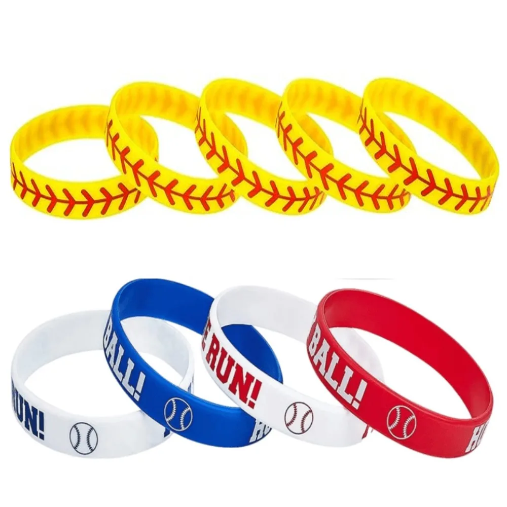 10 Uds. Pulsera de silicona para béisbol Home Run, pelota de juego, pulsera de silicona de Softbol impresa plana, pulseras deportivas duraderas y elegantes - imagen 2