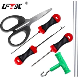 FTK 8 Uds. Boilie de pesca de carpa de acero inoxidable, cebo, taladro, aguja de cebo, aparejos para el cabello, empalme, alimentador de carga, accesorios de pesca