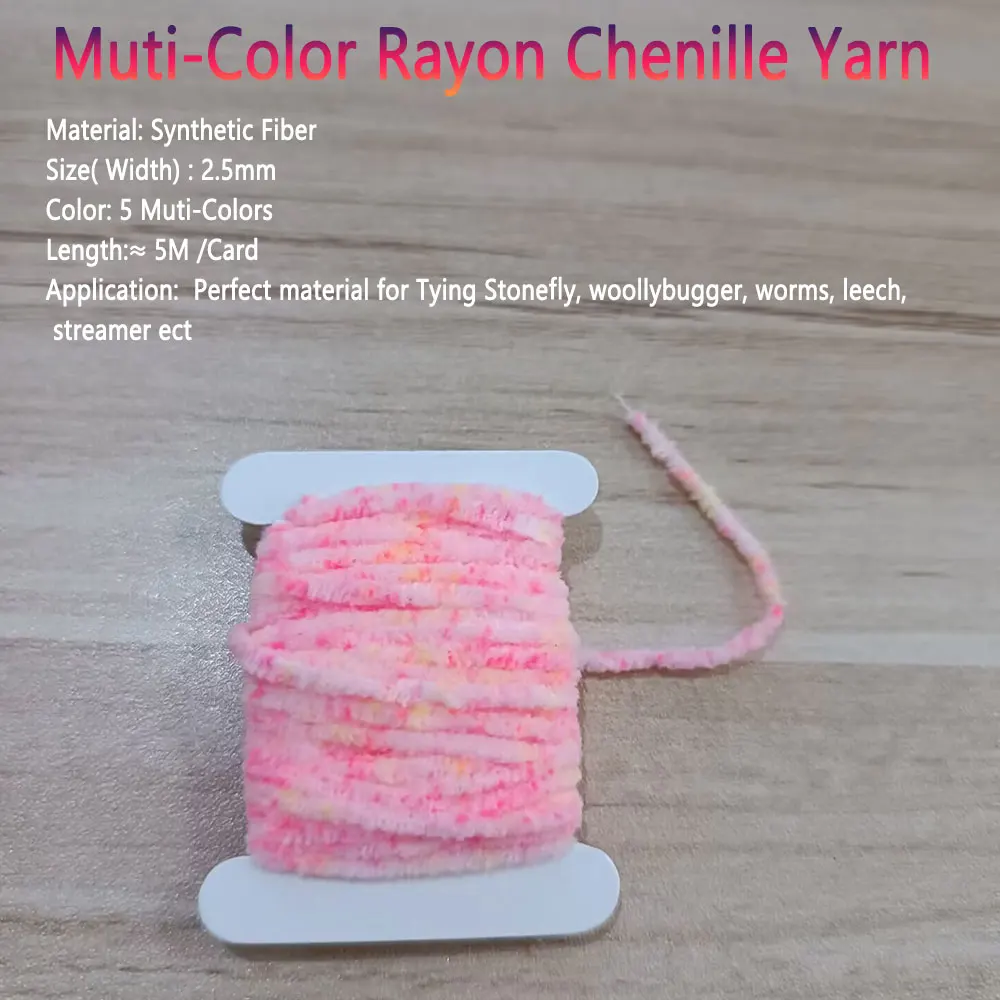 Bimoo-Hilo de chenilla de rayón multicolor, 5M, 2,6mm, hilo de gusano, ninfa, Streamer, Material de atado de moscas, Señuelos de Pesca de trucha, cebo - imagen 2