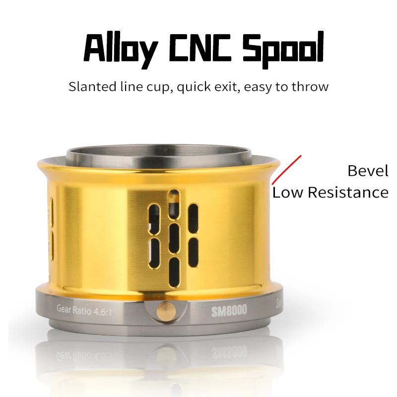 DEUKIO Grote Spinning Reel 8000 10000 12000 Serie 20KG Drag Power 8 + 1BB Aluminium Spool 4.6: 1 Overbrengingsverhouding Visserij-reel - imagen 5