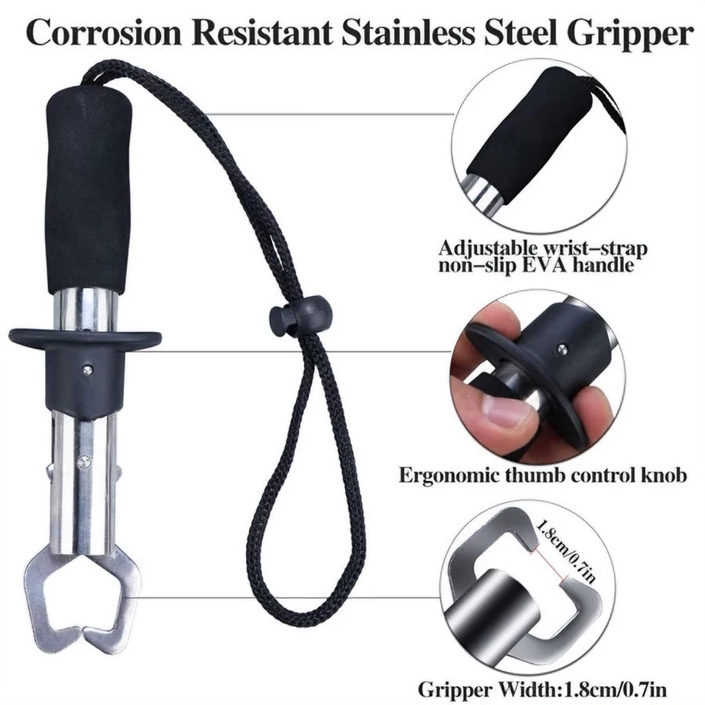 Goture-controlador de pesca de acero inoxidable + juego de alicates, agarrador de labios de pescado giratorio/fundido multifuncional, herramienta de pesca duradera - imagen 4