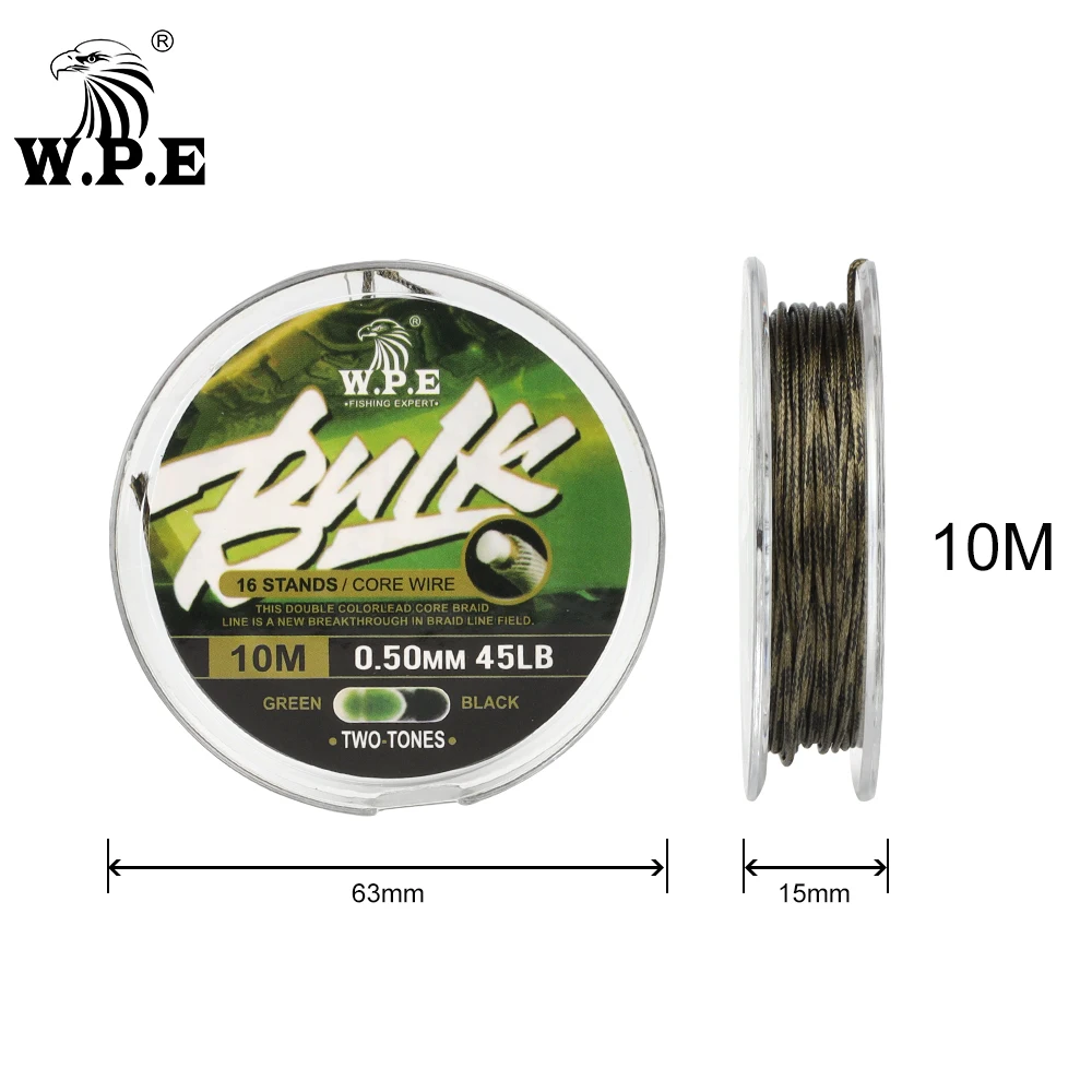W.P.E-sedal de Pesca de carpa con núcleo de plomo, 10m, 16 hebras trenzadas, 0,50mm, 45LB, 20kg, aparejos para el cabello, alimentador de carpa, aparejos de Pesca - imagen 3