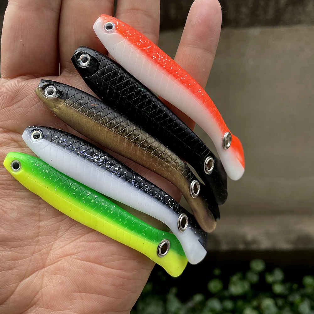 Ghotda-Señuelos de Pesca Crazy, 100mm/5 piezas, señuelo suave con gancho, Señuelos de Pesca de camarón y langosta, Señuelos de Pesca de silicona suave - imagen 3