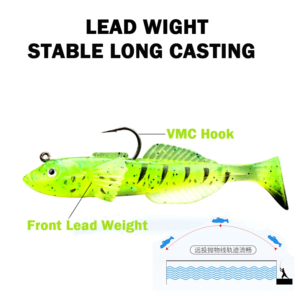 Señuelos blandos de silicona para pesca en agua salada, cebo Artificial para pececillos, Wobblers de 1/3 piezas, 5/15g - imagen 4