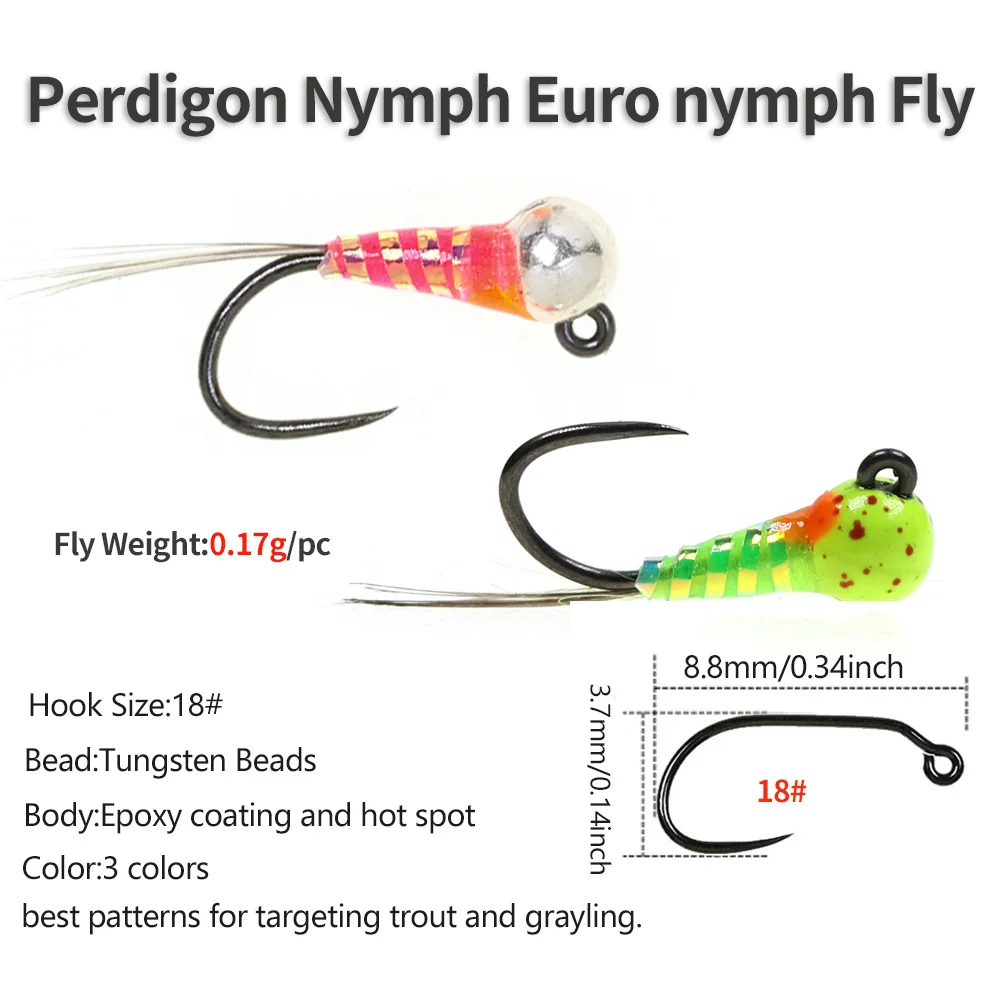 ICERIO 6 uds cabeza de cuentas de tungsteno Ninfa Euro Ninfa Perdigon mosca hundimiento rápido trucha Grayling Pesca con mosca moscas señuelos cebo Pesca - imagen 2