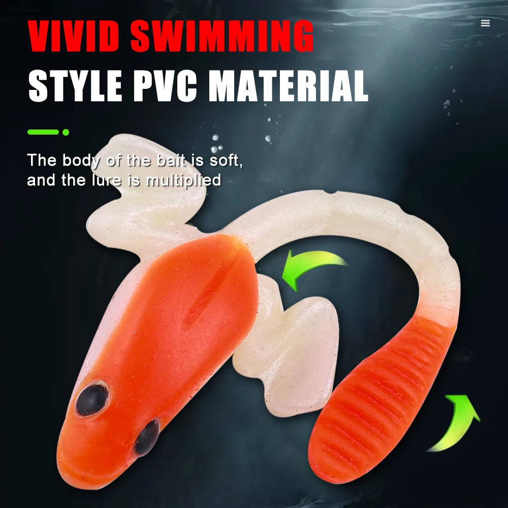 Cebo suave de silicona para pesca, señuelo biónico de cola plana, de goma giratoria, para salamandra, 5 unids/lote por bolsa - imagen 3