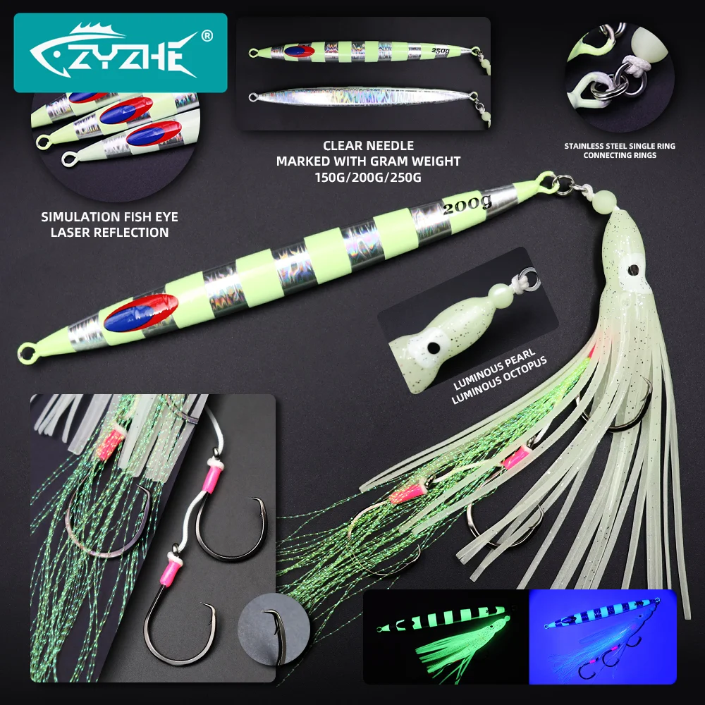 ZYZ Jig Pulpo Luminoso con Triple Anzuelo para Pesca Profunda - imagen 4