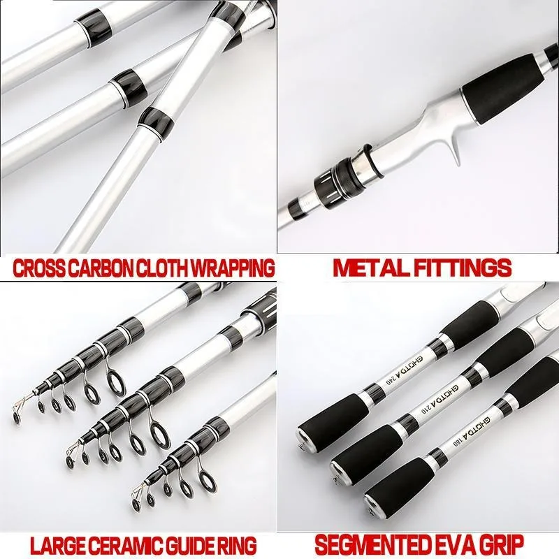 GHOTDA-caña de pescar de fundición giratoria, 1,5 m-2,4 m, telescópica de carbono para trucha, carpa, señuelo - imagen 5