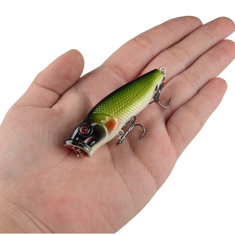 1 Uds 6,5 cm 8g señuelo de Pesca Popper cebo Artificial duro Topwater con 2 anzuelos triples Señuelos de Pesca de carpa Wobbler Crankbait Pesca