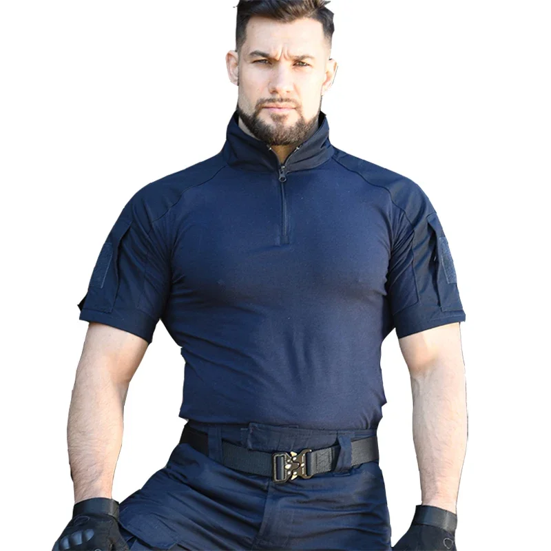 Camisa de Camping de verano para hombre, camisetas tácticas de camuflaje para caza, camisetas de pesca Airsoft de manga corta, camisas de combate y senderismo para hombre - imagen 2