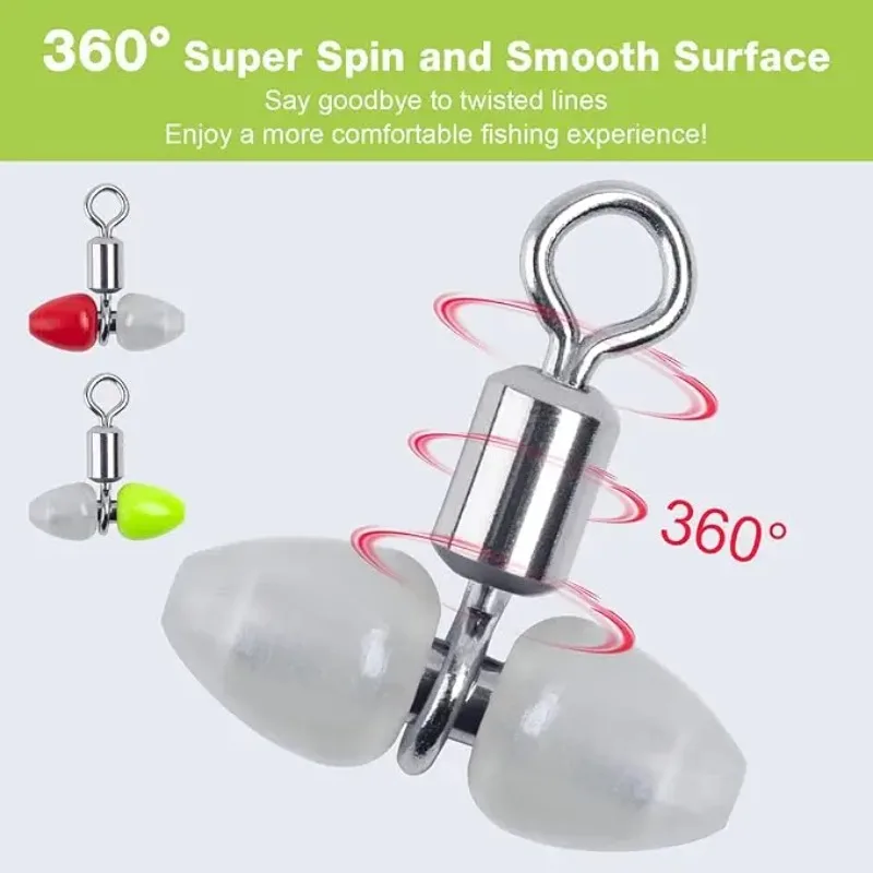 Goture 30/45PCS Barril de rodamiento de bolas giratorio de pesca luminoso 360 °   Giratorios para conectores a prueba de corrosión de agua salada/agua dulce - imagen 3