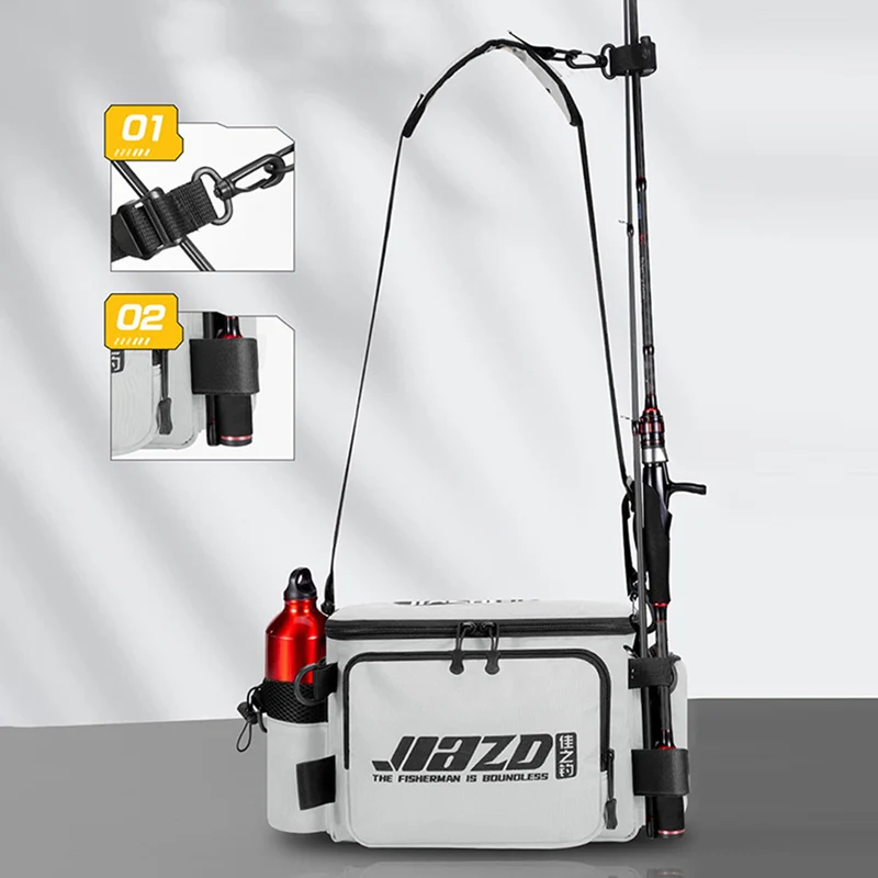 Bolsa impermeable para caña de pescar, bolsa de cintura de gran capacidad, equipo de carrete de pesca, mochila táctica al aire libre, estuche de almacenamiento, bolsa cruzada - imagen 4