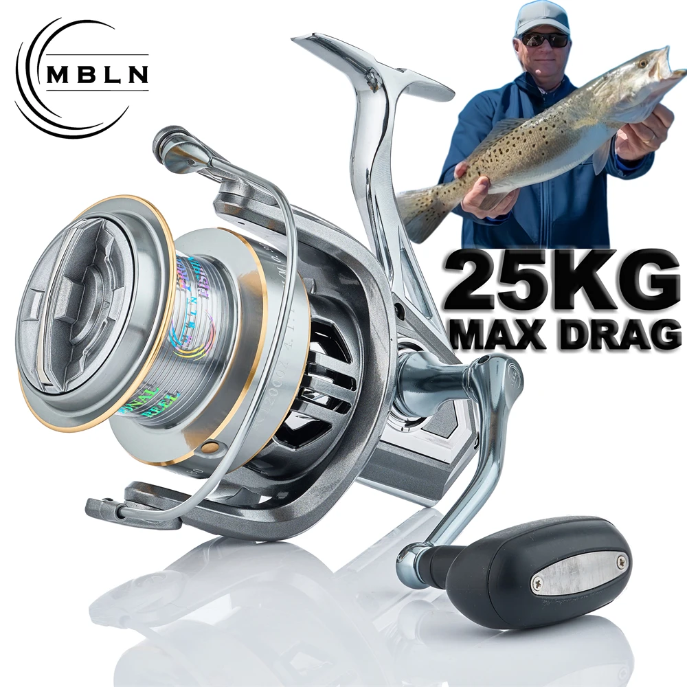 Marca MBLN, 90% totalmente de metal, 25 kg/55 lb, carrete de pesca giratorio, pie de aleación, mango de aleación, pie de aleación, equipo de aleación, suave y duradero - imagen 2