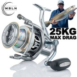Marca MBLN, 90% totalmente de metal, 25 kg/55 lb, carrete de pesca giratorio, pie de aleación, mango de aleación, pie de aleación, equipo de aleación, suave y duradero
