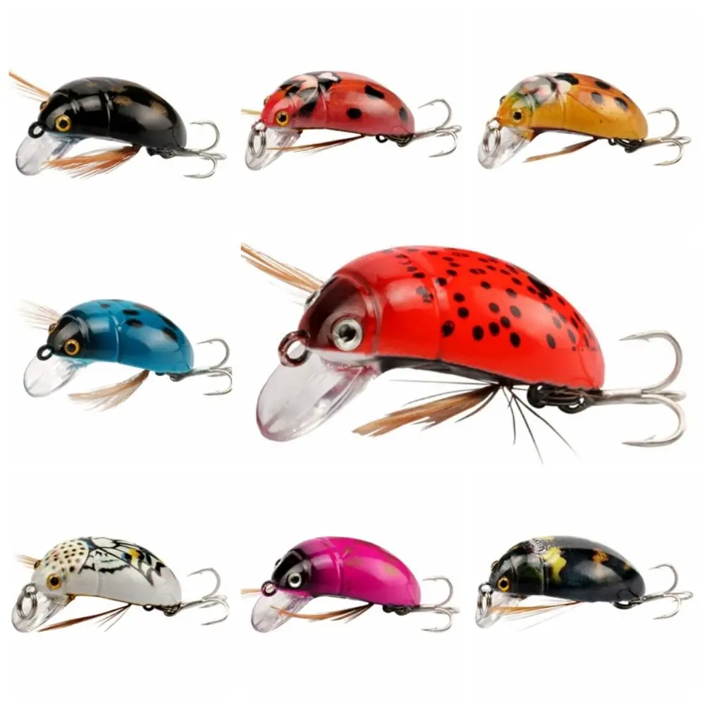 Moscas artificiales cebo de mariquita 3,8 cm 4,2g ojos 3D duro Señuelos de pesca gancho Mini cebo biomimético accesorio de pesca - imagen 5