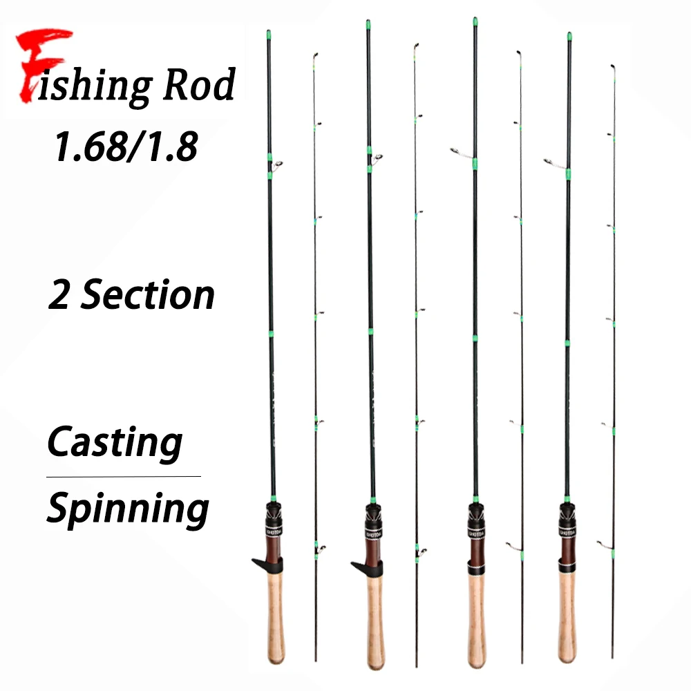 Caña de pescar portátil de 1,68 y 1,8 m, caña de carbono de larga distancia, caña de pescar giratoria ligera para Jigging para peces en miniatura - imagen 2
