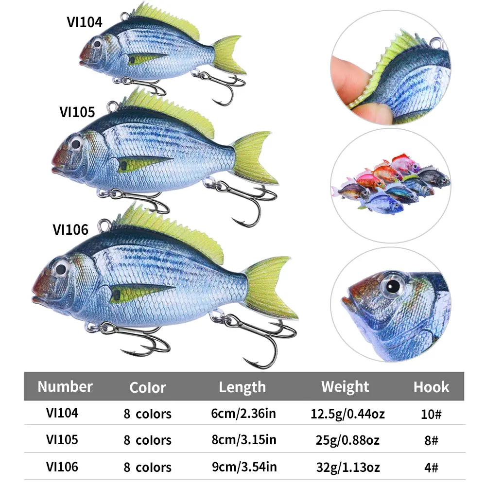 Señuelos de pesca blandos VIB, 12,5g, 25g, 30g, diseño realista, Swimbait dinámico, vibración que se hunde, cebos de pesca de mar para invierno, Wobblers, 1 ud. - imagen 2