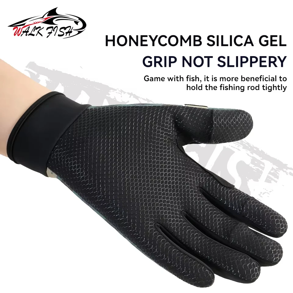 WALK FISH-guantes de pesca para otoño e invierno, antideslizantes, impermeables, resistentes al desgaste, con pantalla táctil, silicona gruesa - imagen 4