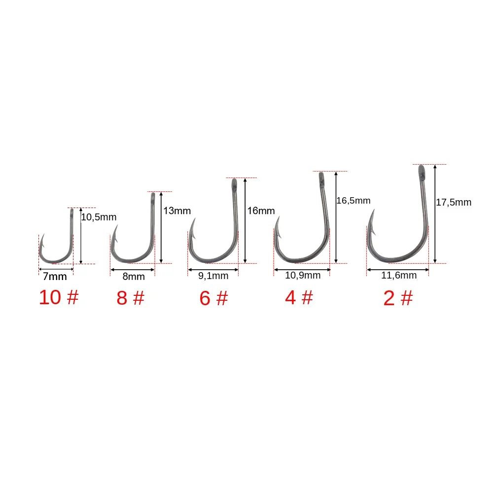 Hirisi Anzuelos de pesca de carpa recubiertos de púas, 50 piezas, diseño de ojo en Japón, hechos con acero de alto carbono 8001 - imagen 4