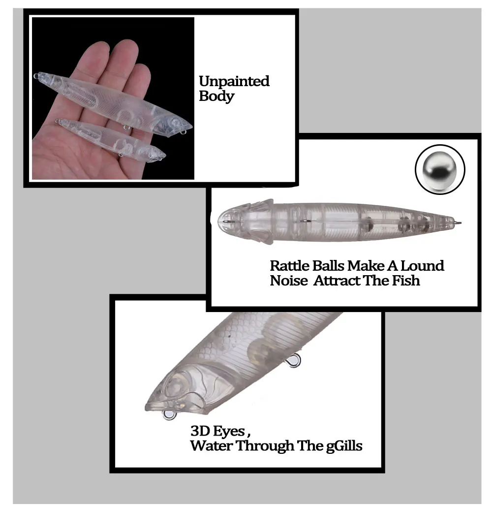 Chan'sHuang 20 piezas cebo en blanco sin pintar 4,5g/13,9g Topwater Gills-Out Popper señuelo de pesca Artificial - imagen 4
