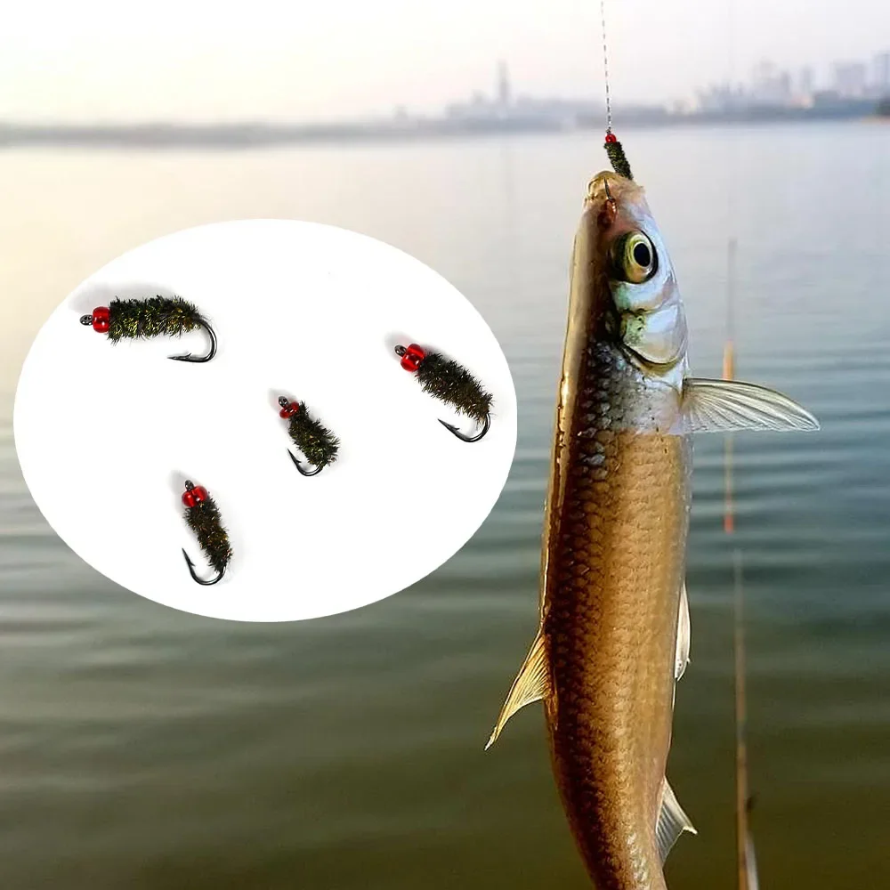 Anzuelo mini para pesca con mosca y jig – Cabeza de cuentas rojas - imagen 5