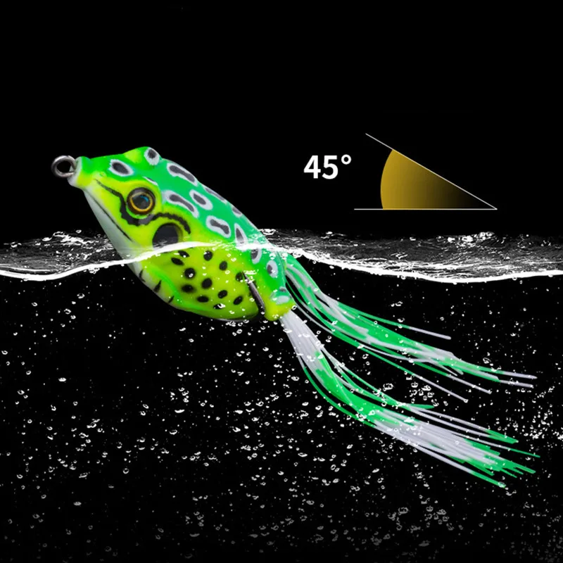 Señuelo de rana realista con anzuelos dobles para pesca de bass
