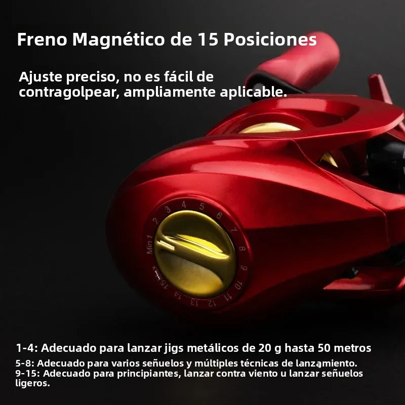 Carrete Baitcasting Huidiao – Freno magnético N48 7,2:1 para señuelo - imagen 2