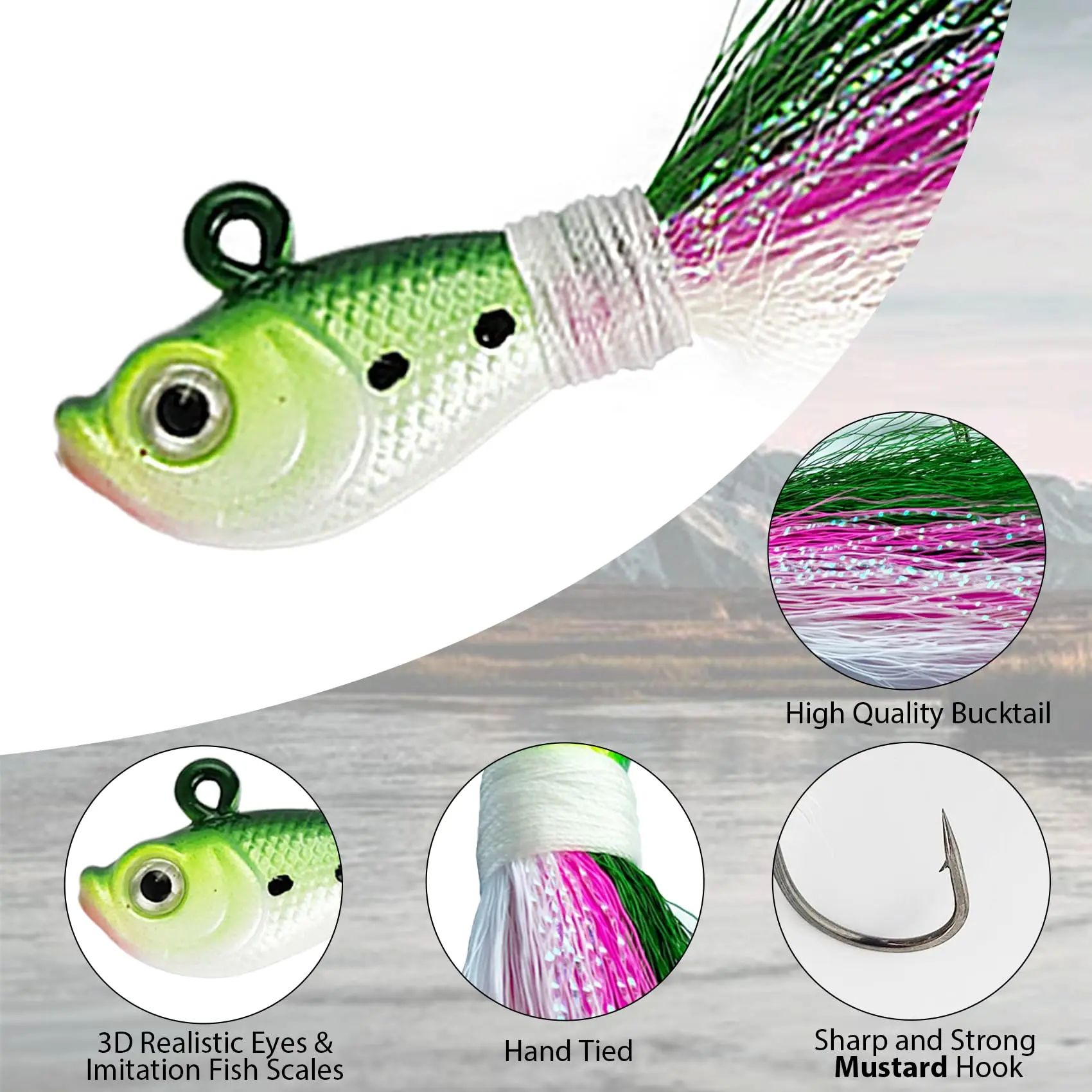 Plantilla Eupheng Bucktail que brilla en la oscuridad, plantilla de pesca con cola de Bucktail UV, plantillas para el pelo para trucha, lubina, accesorios de pesca de agua dulce y salada - imagen 3