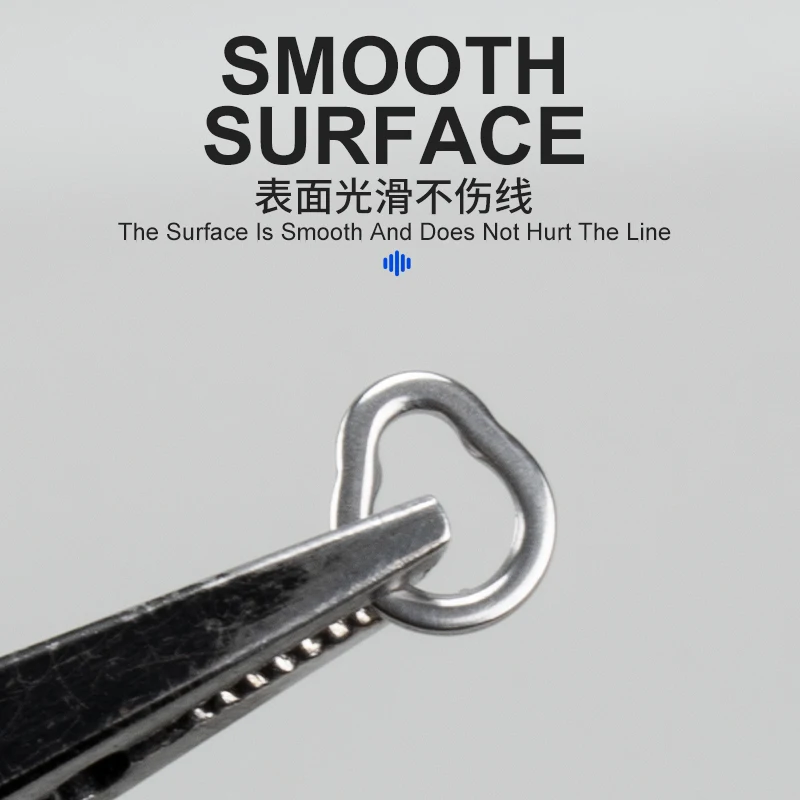 HT005 10 unids/bolsa anillos sólidos de pesca en forma de pera conector de accesorios de anillo giratorio de pesca de acero inoxidable sin costuras - imagen 5