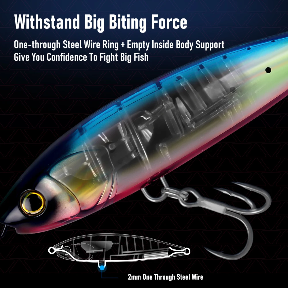 Señuelo de Pesca Kingdom, lápiz flotante, 99g, 175mm, Wobbler de Pesca duro artificial, tiro largo, Jerkbait, Topwater, Swimbait, cebos de Pesca - imagen 4