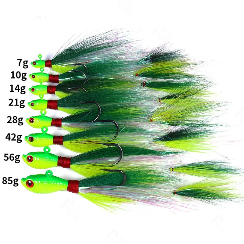 Jig Buck Tail con pelo de ciervo y barba para lubina - imagen 4