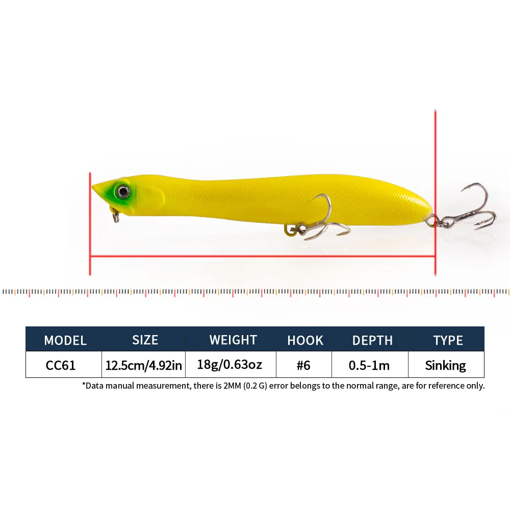 Hanlin Popper Topwater Señuelo Flotante para Caminar al Perro - imagen 2