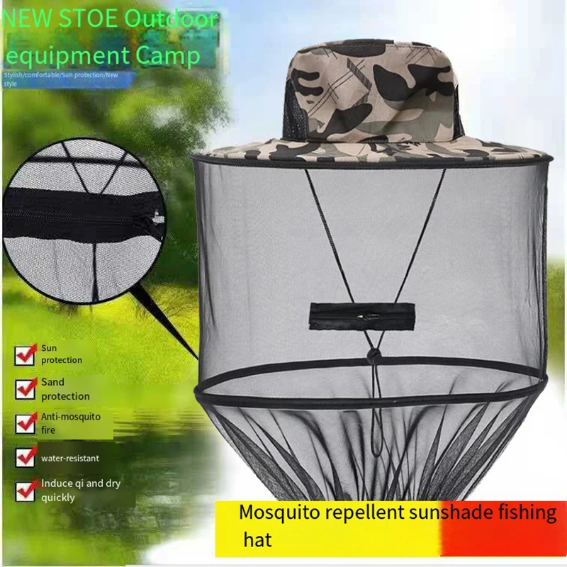 Gorro antimosquitos con red oculta, repelente de malla, protección contra insectos y abejas, gorra de pesca con protección solar para exteriores para hombres y mujeres - imagen 2