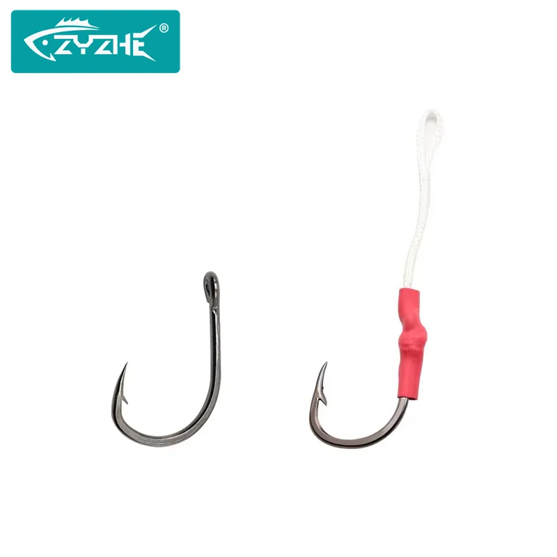 ZYZ 3 unids/lote anzuelo de pesca JIG anzuelos de pesca de acero rico en carbono con o sin línea anzuelos de asistencia para Jigging de pesca