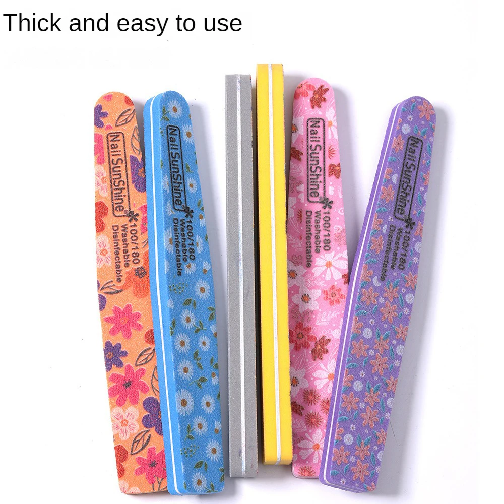 Limas de esponja de colores para decoración de uñas, papel de lija de doble cara, bloque de amortiguación para manicura, 1-4 piezas, 100/180 de grano - imagen 4