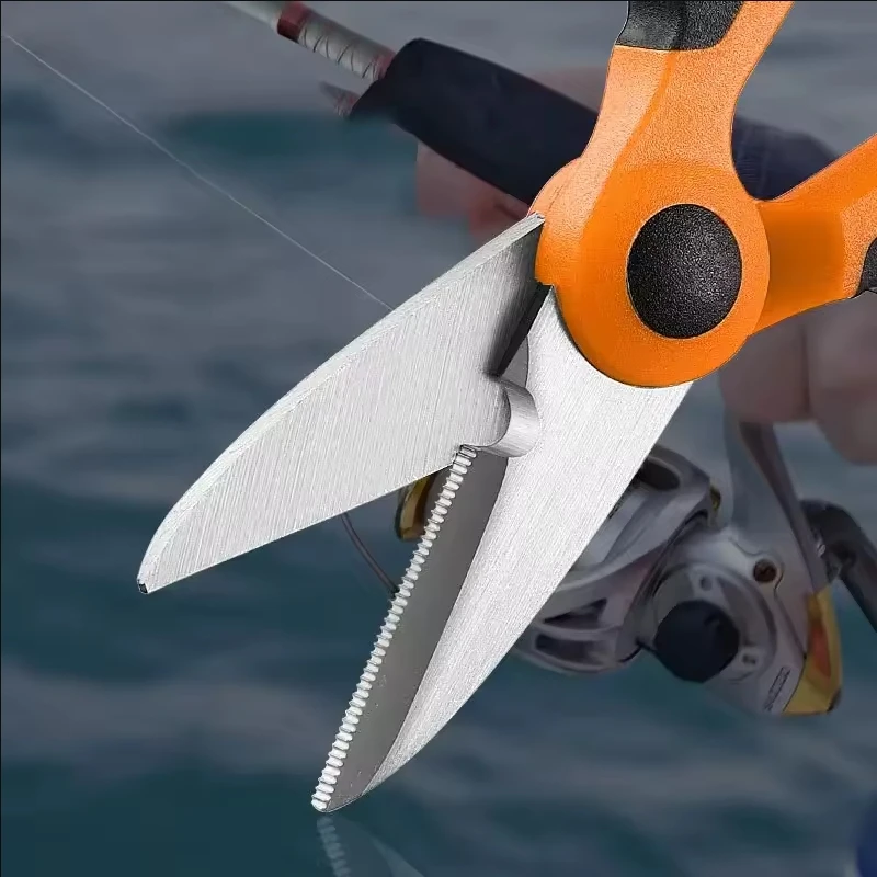 1 Juego de tijeras de pesca y estuche de almacenamiento, cortador de señuelos de línea trenzada, Mini tijeras para uso de peces de 14cm, herramientas de pesca portátiles multifunción - imagen 2