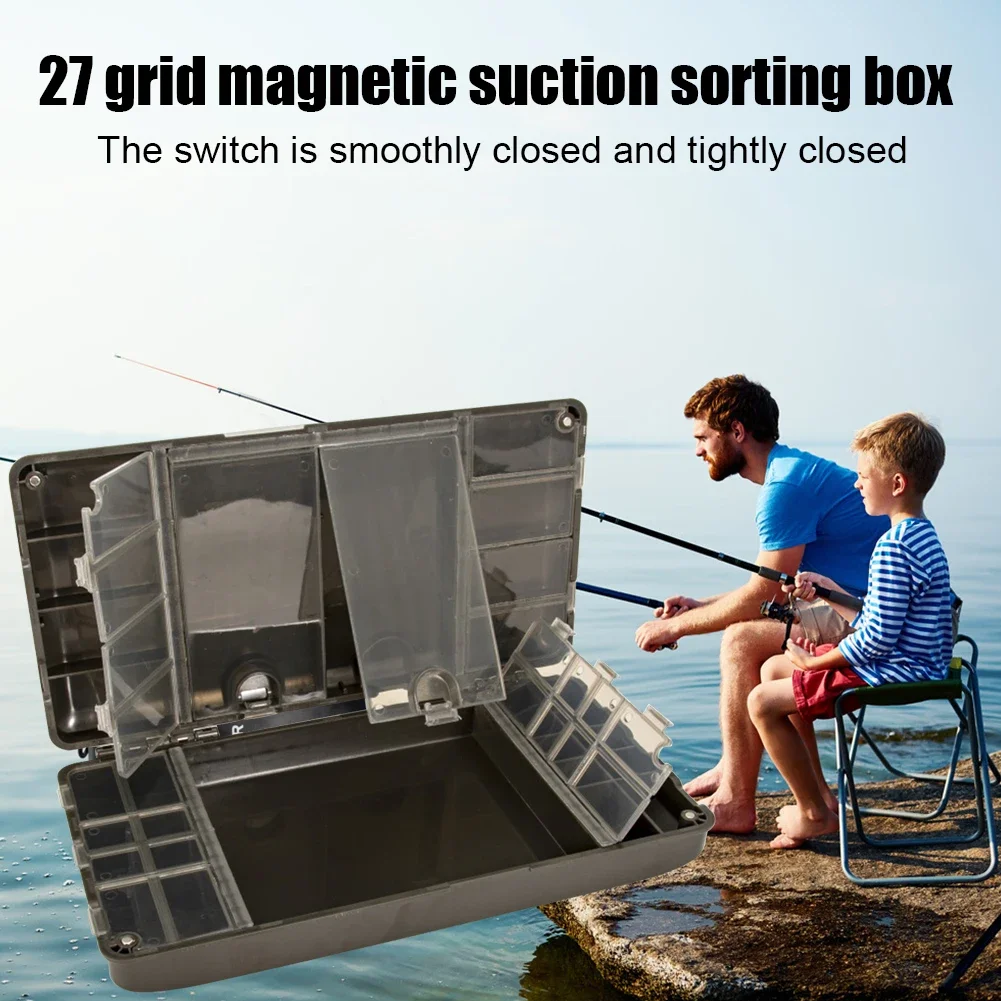 Caja organizadora de pesca de carpa, caja de almacenamiento de aparejos de pesca con mosca portátil, compartimentos magnéticos multiusos, accesorios de equipo de pesca - imagen 2
