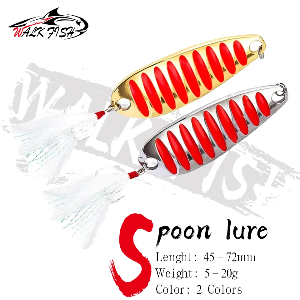 WALK FISH Señuelo Cucharilla metálica – Dorado y plateado con pluma