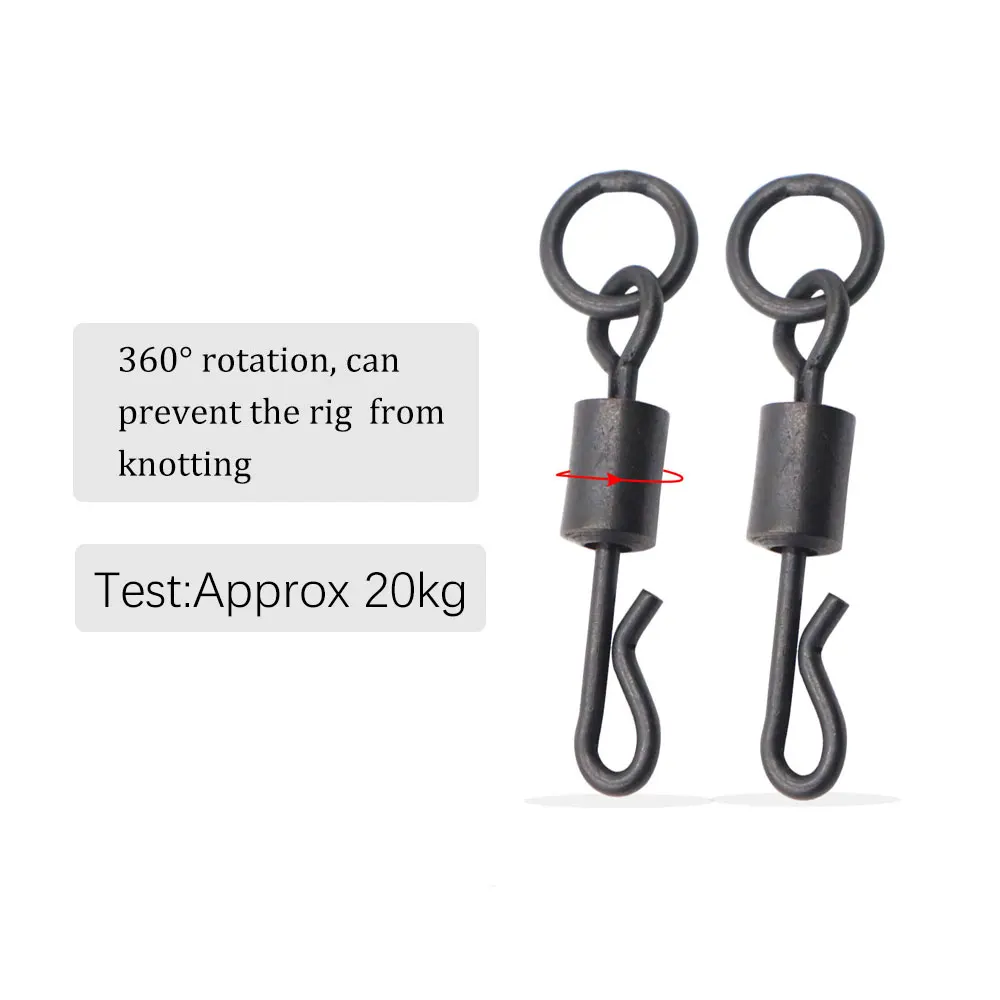 Herramientas giratorias para pesca de carpa, accesorios de conector de aparejo Ronnie, gancho giratorio para pesca, aparejo Terminal de manga gruesa, 20 piezas - imagen 3